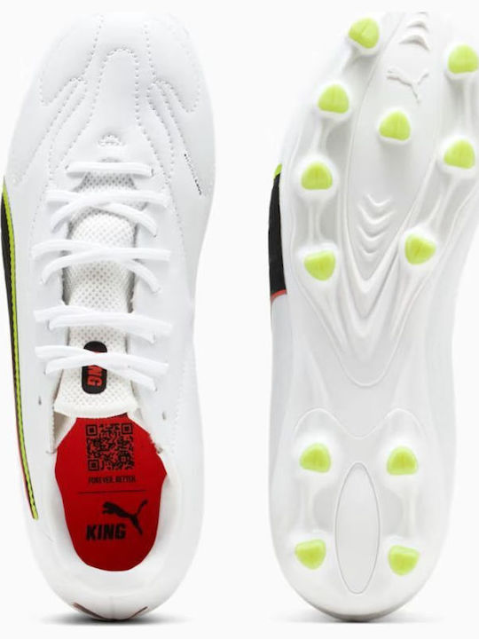 King 20 Match Jr FG/AG Kids Soccer Cleats & Shoes Molded Outsole White