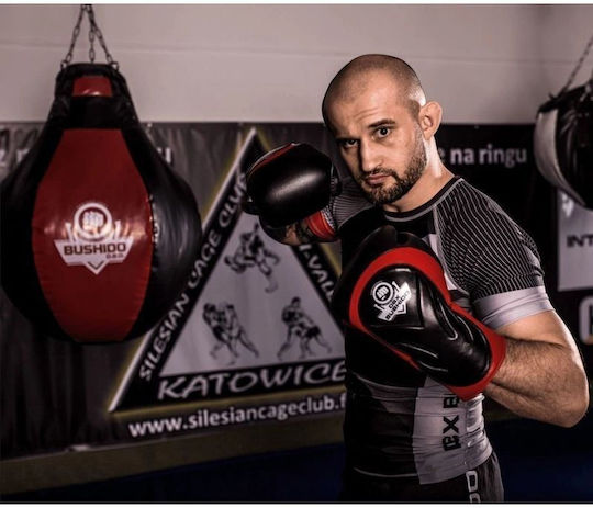 DBX Bushido Боксови Ръкавици Кожени за Състезание Червени