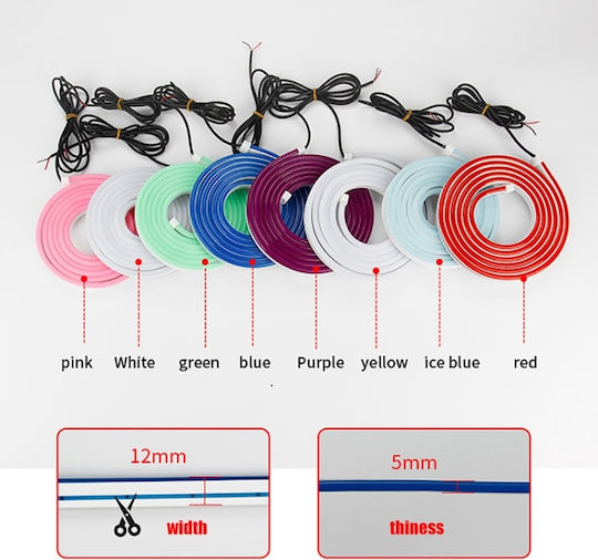 Led Day Car Light 2 Meters Extremely Bright Decorative Ambient Ice Blue Light