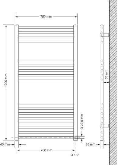 LuxeBath Електрическа закачалка за кърпи 900W 120x75см Черен