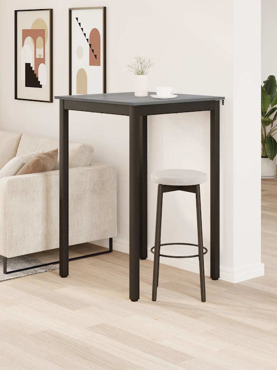 Table Dining Room Wooden with Metal Frame Gray 70x70x105cm