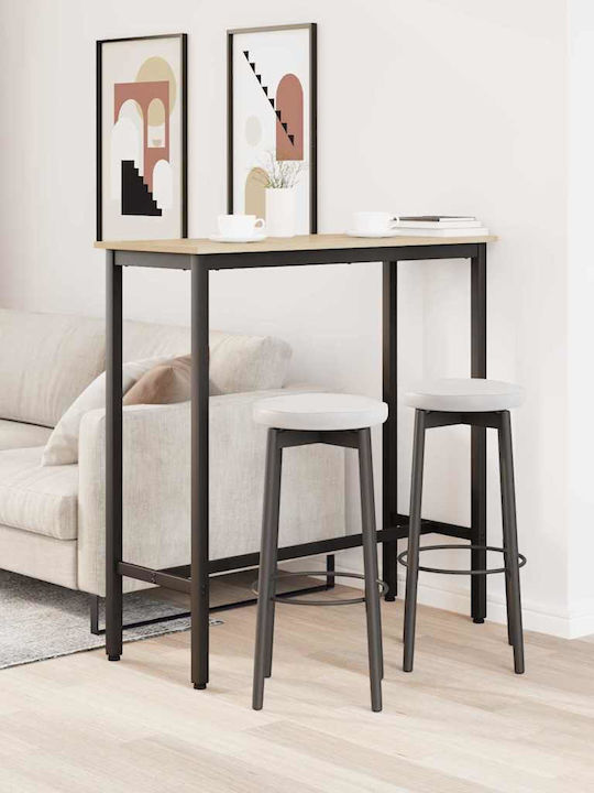 Table Bar Wooden with Metal Frame Coffee 100x40x100.5cm