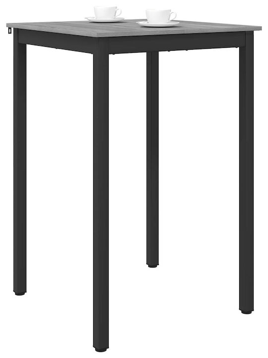Table Dining Room Wooden with Metal Frame Gray 70x70x105cm