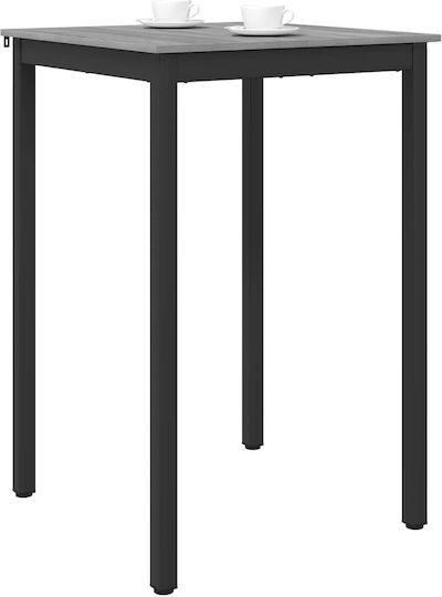 Square Bar Table Wooden with Metal Frame Grey 70x70x105cm