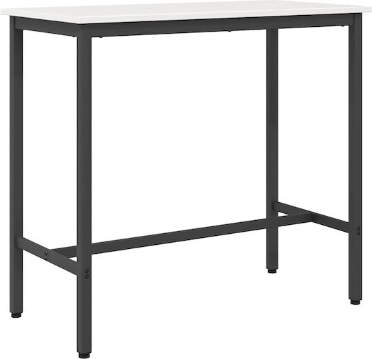 Бар Маса Дървена с Метална Рамка Бяла 100x50x91см