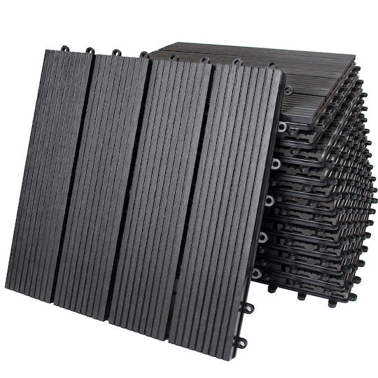Bakaji Terrassendiele für Gartenboden aus WPC 30x30cm 11Stück