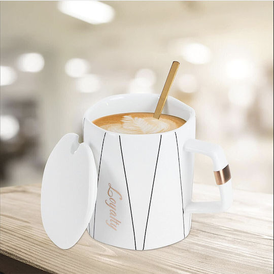 Mug Ceramic with Lid Brown 320ml