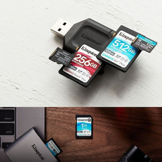 Kingston Canvas Go Plus microSDXC 128GB U3 V30 A2 UHS-I 200MB/s с адаптер