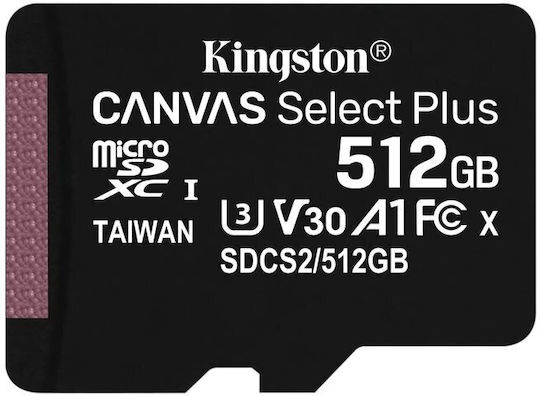 Kingston Canvas Select Plus microSDHC 512GB U3 V30 A1 UHS-I 150MB/s с адаптер
