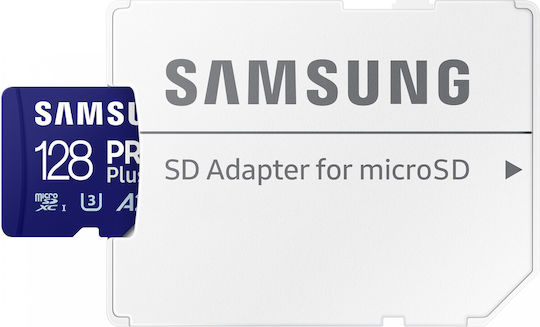 Samsung Pro Plus (2023) microSDXC 128GB U3 V30 A2 UHS-I 180MB/s с адаптер