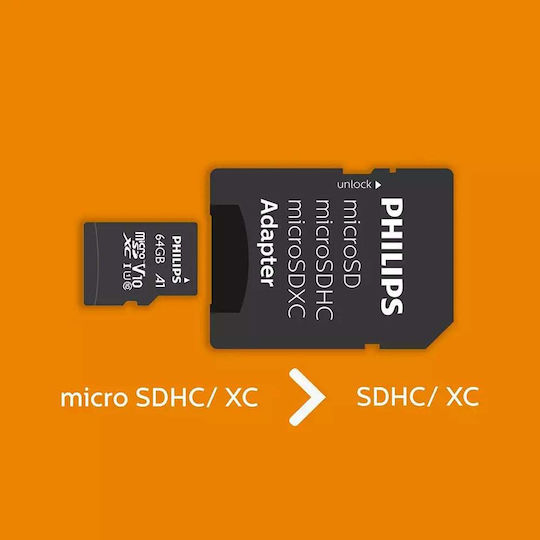Philips Microsdxc 64gb Class 10 U1 Uhsi microSDXC 64GB U1 UHS-I με αντάπτορα