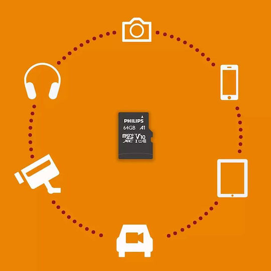 Philips Microsdxc 64gb Class 10 U1 Uhsi microSDXC 64GB U1 UHS-I με αντάπτορα