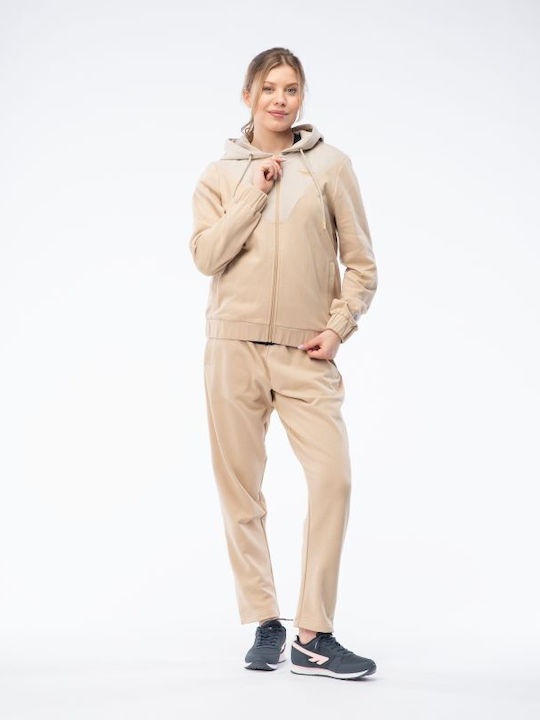 Damen Sweatshirtjacke Beige