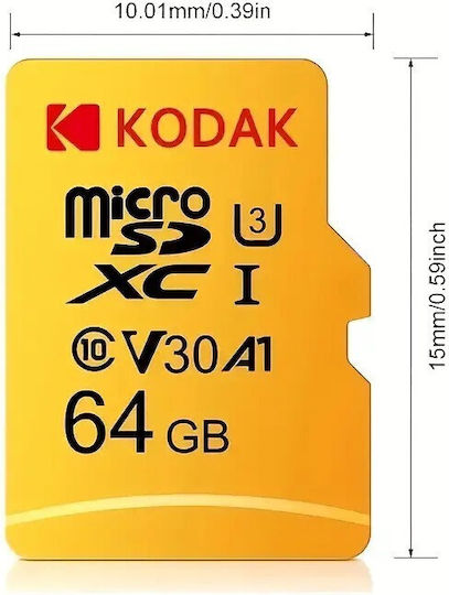 Kodak Ultra Performance microSDXC 64GB U3 V30 A1 UHS-III 95MB/s με αντάπτορα