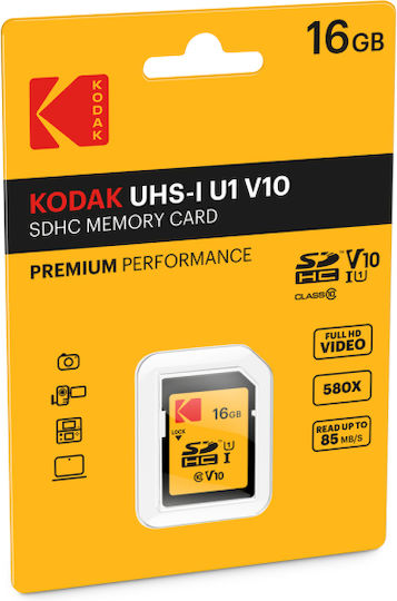 Kodak microSDHC 16GB U1 V10 A1 UHS-I 85MB/s με αντάπτορα