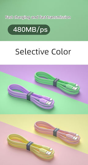USB 2.0 Cable USB-C male - USB-A Μωβ 1m 100313