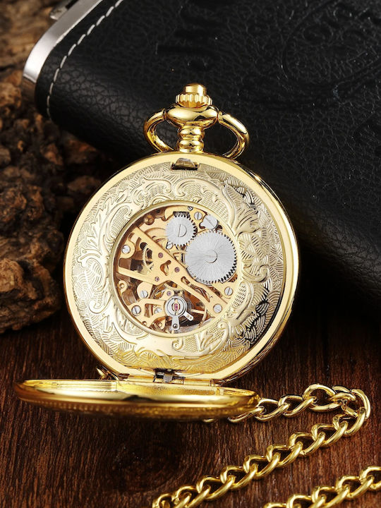 Gorben Ceas Bărbătesc 44mm de Buzunar cu Baterie Auriu