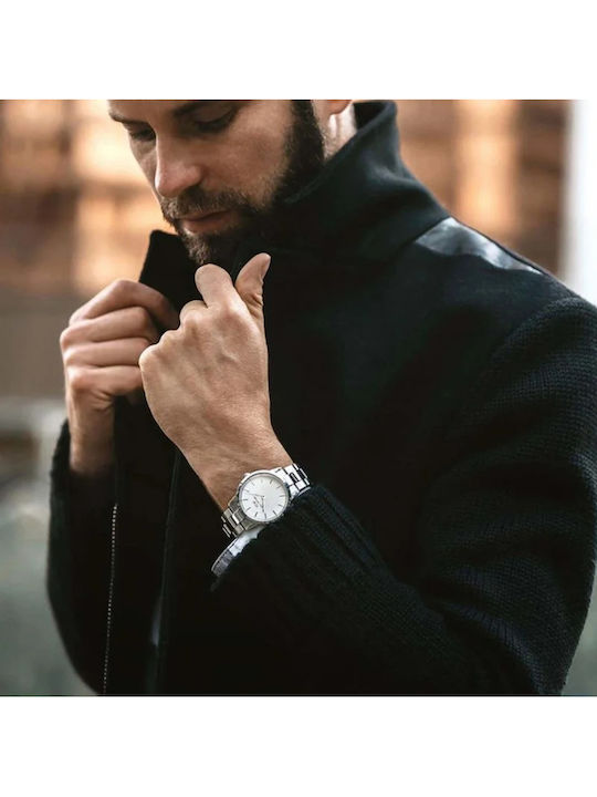 Daniel Wellington Ceas Bărbați Baterie Cu Brățară Din Metal Argintie