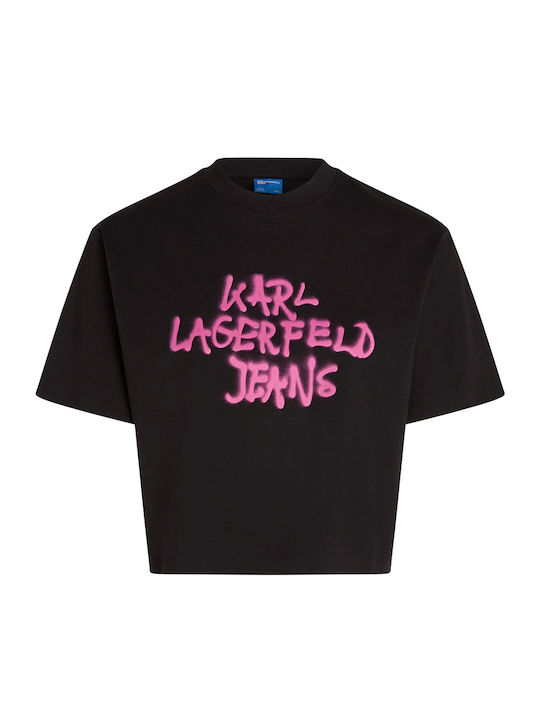 Women's Crop T-shirt Black-fuchsia