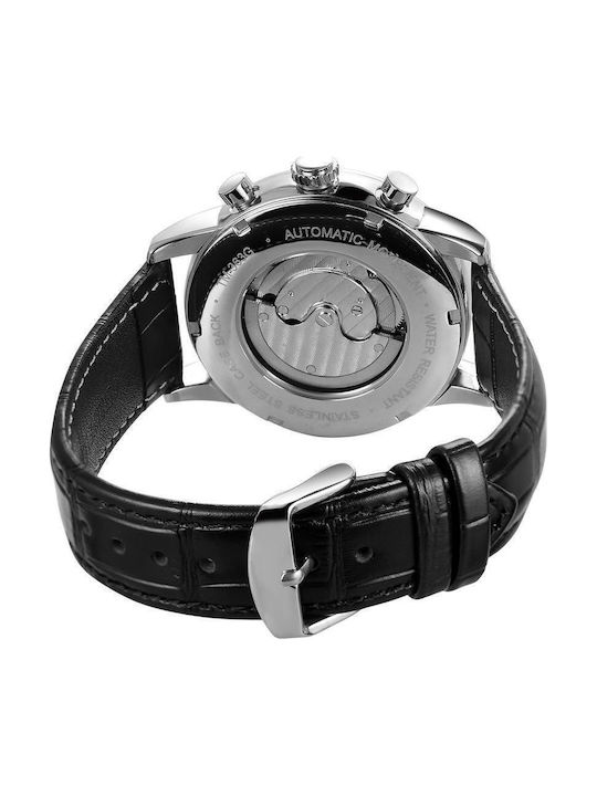 Forsining Herrenuhr 20mm Batterie mit Schwarz Lederarmband