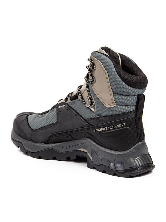 Salomon Quest Element GTX Women's Hiking Boots Waterproof With Gore-Tex Membrane Ebony Rainy Day Stormy Weather