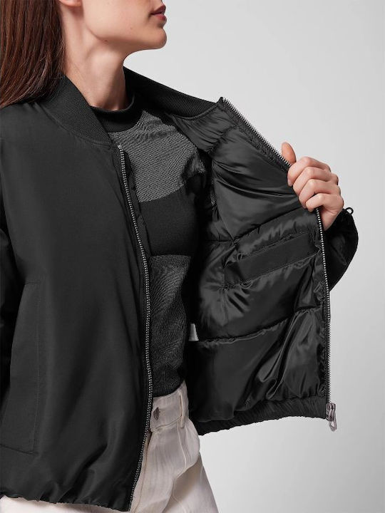 Μακρύ Γυναικείο Bomber Jacket Μαύρο