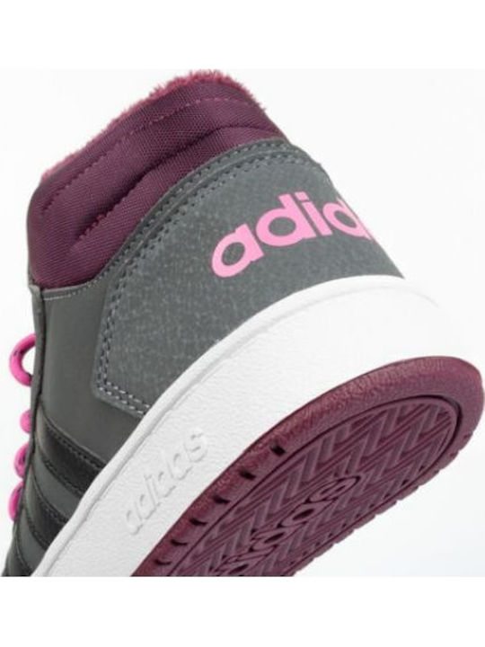 Hoops Hoops 2 Kids Sports Shoes Basketball with Laces Grey Five / Core Black / Screaming Pink