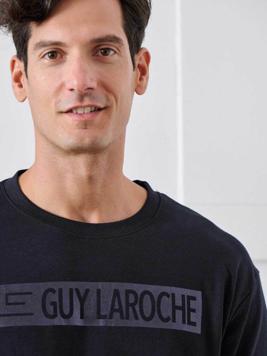 Guy Laroche Χειμερινή Ανδρική Πιτζάμα Βαμβακερή Μαύρη
