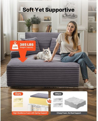 Vielseitiger Sitzsack & Pouf Bett Grau 170x124x70cm