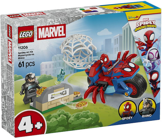 LEGO Spider-Man Spidey on His Motorcycle vs Rhino for Ages 4+ 61 Pieces