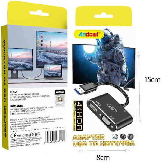 Andowl Μετατροπέας Displayport Hdmi Vga Dvi Ήχο 4k Dp To Hdmi Vga Dvi Audio Converter 4k