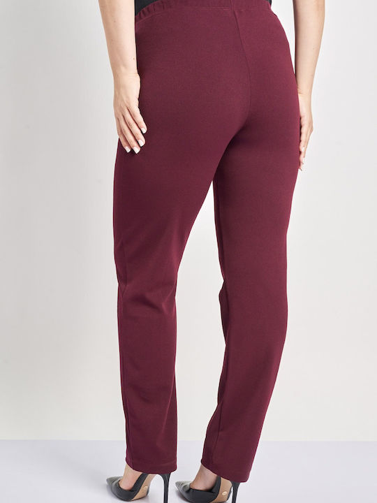 Dama Tesatura Pantaloni cu Elastic cu Croială Slim Roșu