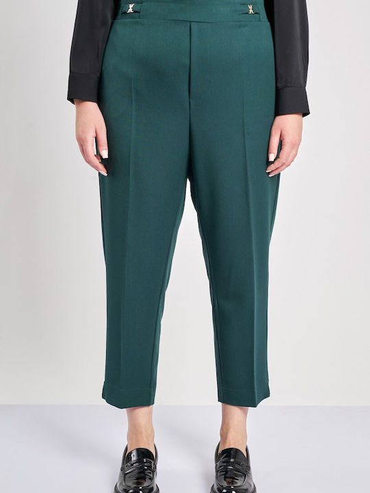 Dama Tesatura Capri Pantaloni cu Elastic cu Croială Normală Verde