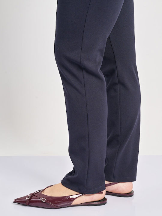 Dama Tesatura Pantaloni cu Elastic cu Croială Slim Albastru