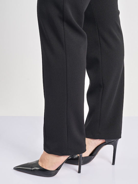 Dama Tesatura Pantaloni cu Elastic cu Croială Slim Negru
