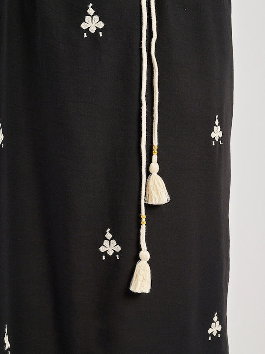 Rochie De Vară Pentru Femei Midi Neagră