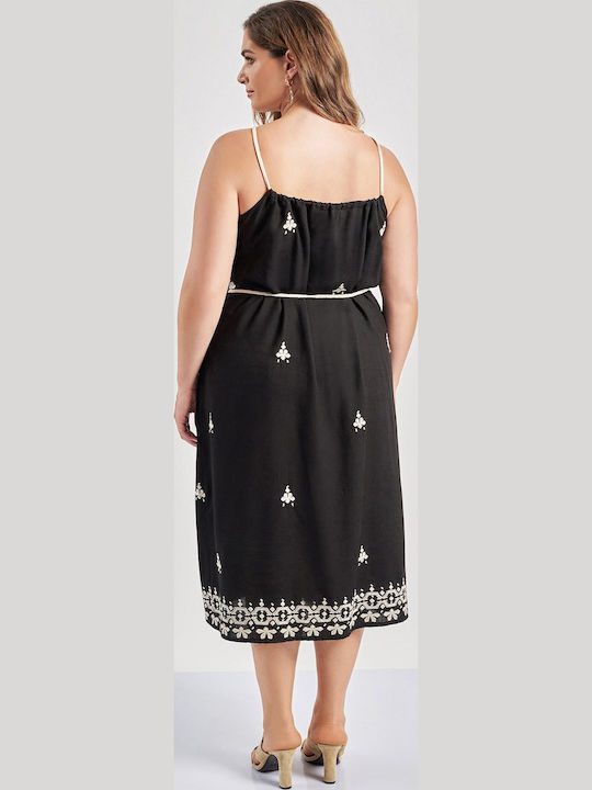 Rochie De Vară Pentru Femei Midi Neagră