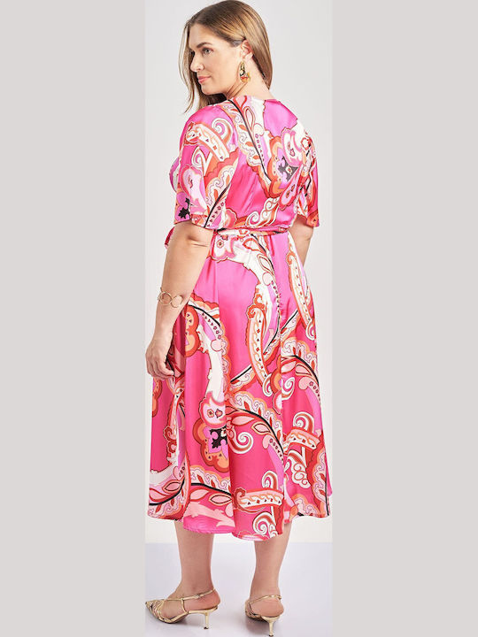 Rochie De Vară Pentru Femei Midi De Seară Satin Wrap-Around Imprimeu