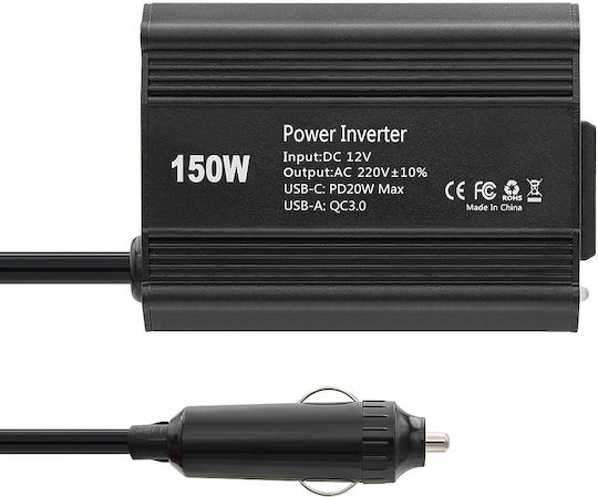 Inverter Invertor Auto 150W pentru Convertirea 12V DC în 220V AC