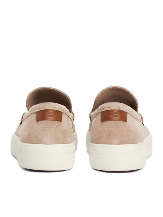 Leder Herren Slip-Ons Beige