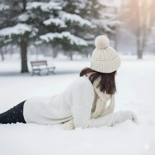 Beanie Beanie Knitted in Beige color