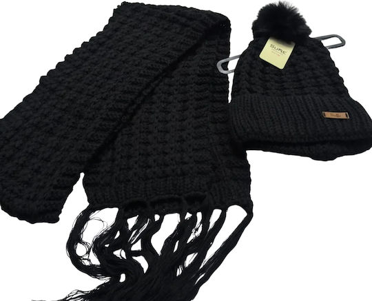 Beanie Γυναικείος Σκούφος Πλεκτός σε Μαύρο χρώμα