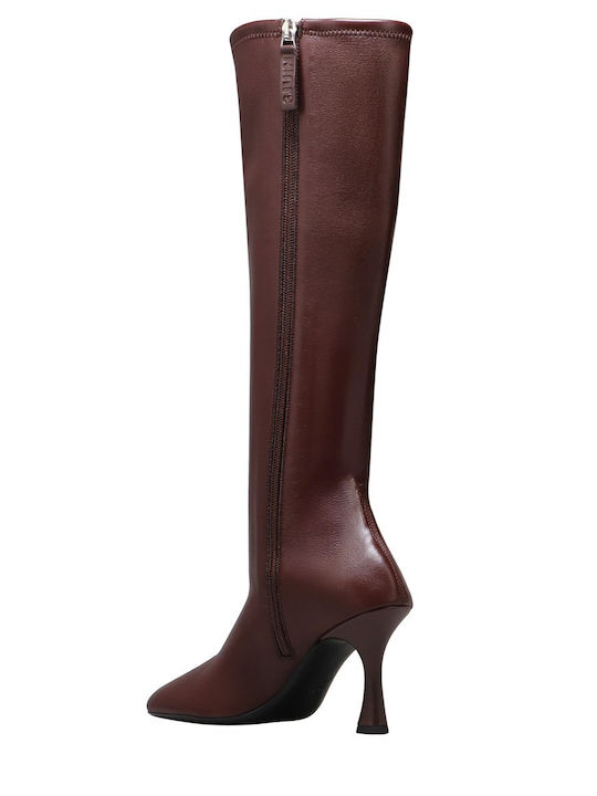 High Heel Women's Boots Burgundy