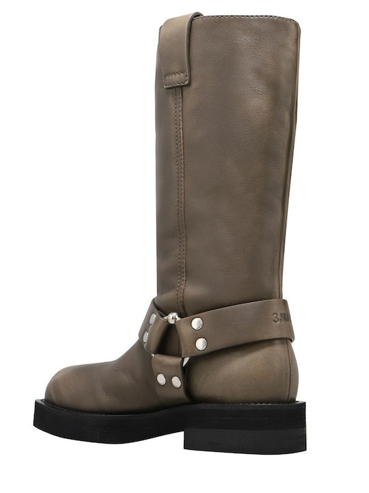Leather Women's Boots Khaki
