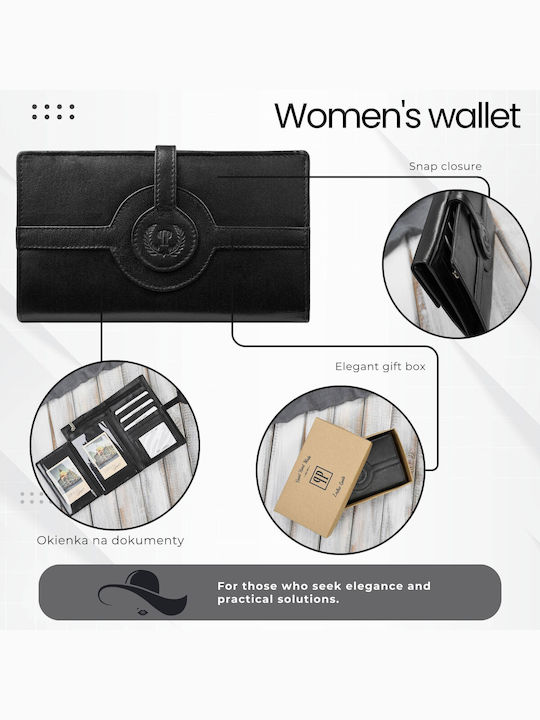 Groß Leder Damen Geldbörse Klassisch mit RFID Schwarz