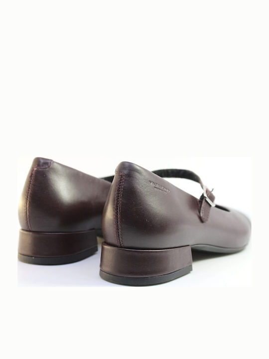 Carmens Debbi Leather Pointed Toe Heels with Strap & Low Burgundy Heel VG3345BP
