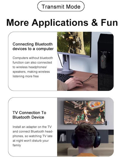 M126 Transmițător Receptor Audio Bluetooth 5.4 Wireless Portabil Compatibil TV PC Boxe Căști 3.5mm Aux Baterie Reîncărcabilă Mod Dublu Tx Rx Negru