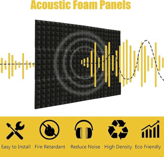 Acoustic Panels Set Fonoabsorbant (1buc) 30cm x 30cm x 50mm în Culoarea Gri