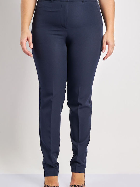 Dama Tesatura Pantaloni cu Croială Normală Albastru
