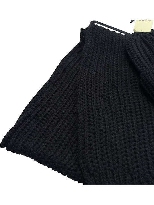 Frauen Set mit Beanie Gestrickt in Schwarz Farbe